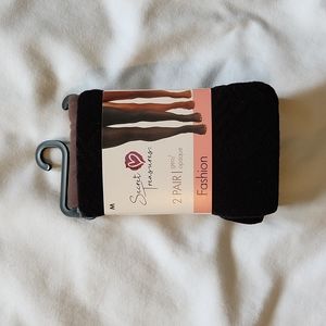 Secret Treasures,  panty hose (tights) 2 pairs, one black, one brown,  size M